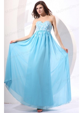 Aqua Blue Empire Sweetheart Floor-length Appliques Prom Dress for 2014