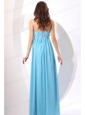 Aqua Blue Empire Sweetheart Floor-length Appliques Prom Dress for 2014