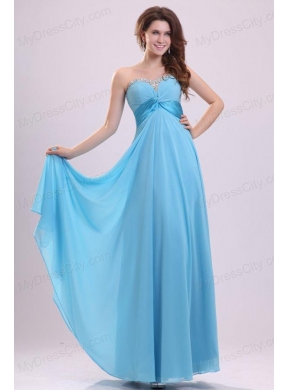 Baby Blue Sweetheart Beading and Ruching Chiffon Prom Dress