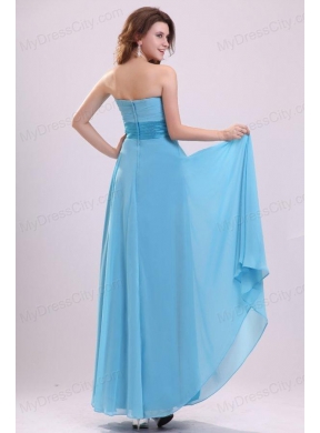 Baby Blue Sweetheart Beading and Ruching Chiffon Prom Dress