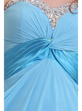 Baby Blue Sweetheart Beading and Ruching Chiffon Prom Dress