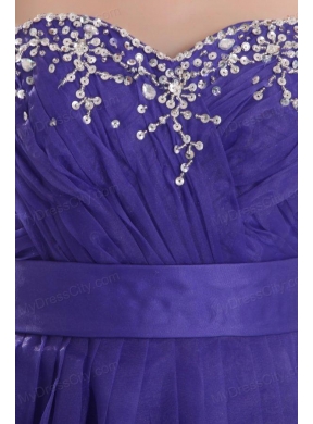 Beautiful Purple Empire Sweetheart Floor-length Tulle Prom Dress with Beading