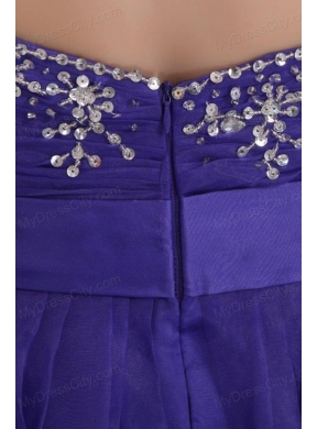 Beautiful Purple Empire Sweetheart Floor-length Tulle Prom Dress with Beading