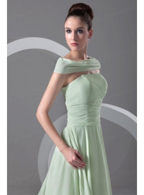 Elegant Empire Strapless Green Court Train Ruching Prom Dress