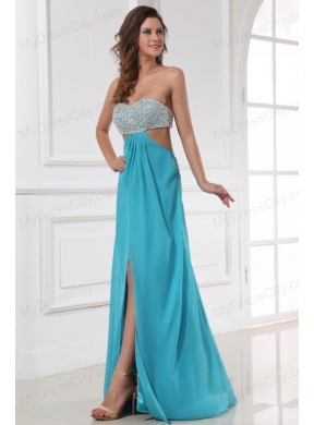 Empire Chiffon Sweetheart Beading and High Silt Floor-length Prom Dress