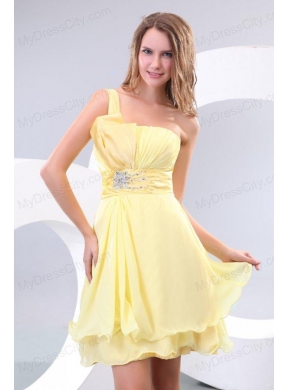 Empire One Shoulder Beading Chiffon Short Prom Dress Prom Dress