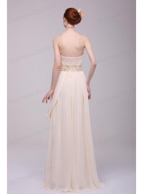 Empire Strapless Champagne Ruching Chiffon Floor-length Prom Dress