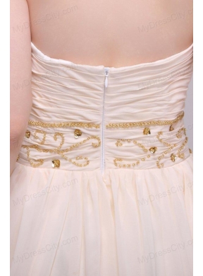 Empire Strapless Champagne Ruching Chiffon Floor-length Prom Dress