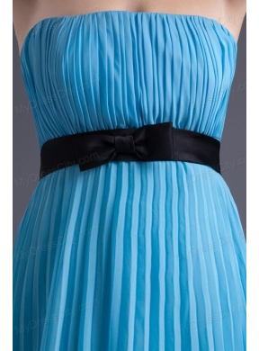 Empire Strapless Chiffon Aqua Blue Knee-length Prom Dress