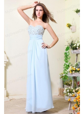 Empire Sweetheart Beading Light Blue Chiffon Prom Dress