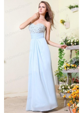 Empire Sweetheart Beading Light Blue Chiffon Prom Dress