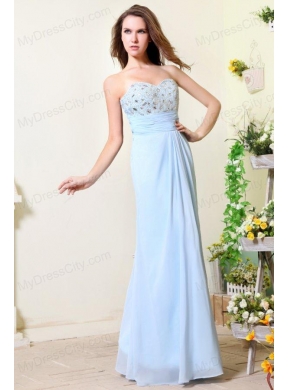 Empire Sweetheart Beading Light Blue Chiffon Prom Dress