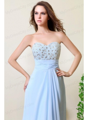 Empire Sweetheart Beading Light Blue Chiffon Prom Dress