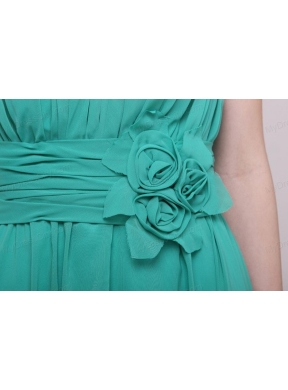 Green Chiffon Empire Beading and Flower Prom Dress for 2014 Spring