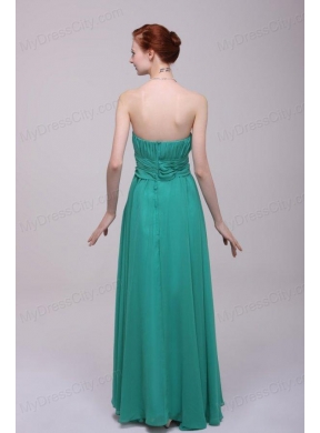 Green Chiffon Empire Beading and Flower Prom Dress for 2014 Spring