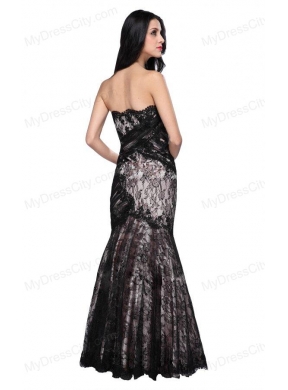 Mermaid Black Sweetheart Lace Floor-length Prom Dress