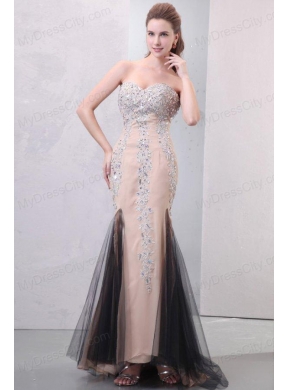 Mermaid Champagne Sweetheart Beading Chiffon Prom Dress