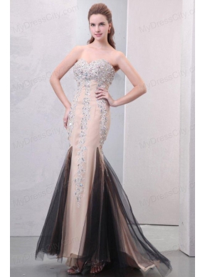 Mermaid Champagne Sweetheart Beading Chiffon Prom Dress