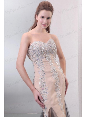 Mermaid Champagne Sweetheart Beading Chiffon Prom Dress