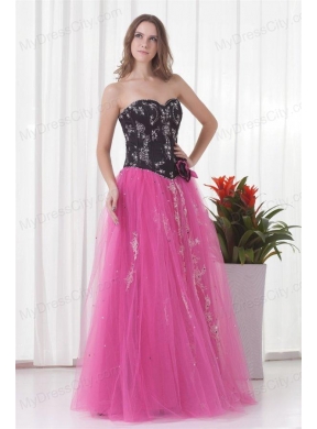 Princess Sweetheart Tulle Lace Up Beading Prom Dress in Pink