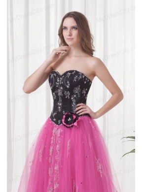 Princess Sweetheart Tulle Lace Up Beading Prom Dress in Pink