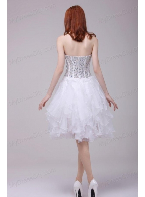 Princess White Beading and Ruffles Organza Prom Dress