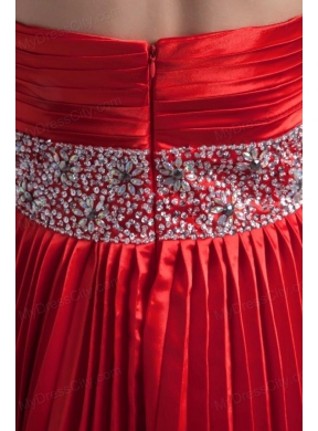 Red Princess Sweetheart Beading Taffeta Knee-length Prom Dress