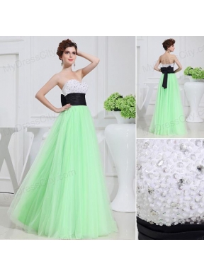 Apple Green Sweetheart Floor-length Sequins Apple Green Prom Dress