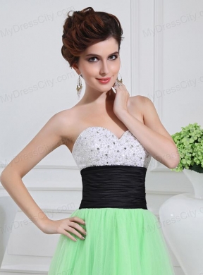 Apple Green Sweetheart Floor-length Sequins Apple Green Prom Dress