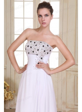 Beaded Decorate Brust and Silt Empire Strapless Chiffon Prom Dress