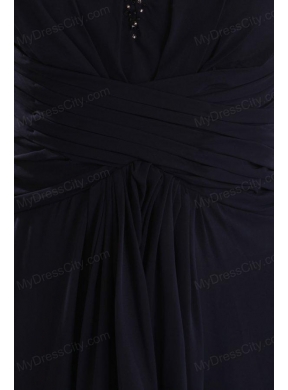 Beaded Decorate Brust Sweetheart Chiffon Black Ankle-length Prom Dress