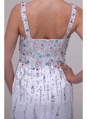 Beaded Straps Prom Dress with Column Brush Train