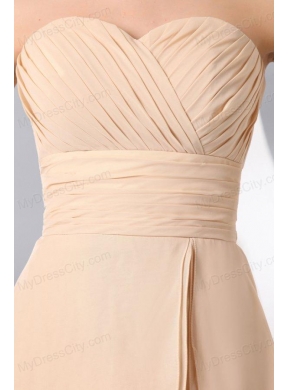 Champagne Sweetheart Knee-length Chiffon Prom Dress with Ruche