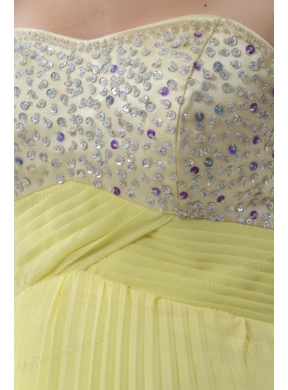 Empire Beading Sweetheart Beading Pleats Yellow Prom Dress