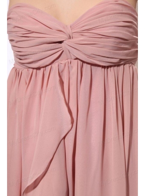 Empire Sweetheart Floor-length Ruche Peach Chiffon Prom Dress