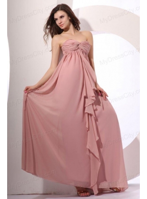 Empire Sweetheart Floor-length Ruche Peach Chiffon Prom Dress