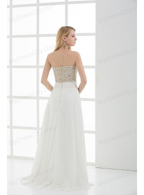 High Slit Sweetheart Beading and Ruching Floor-length Prom Dress