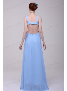 Light Blue V-neck Beading and High Silt Prom Dress in Chiffon