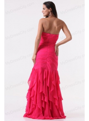 Pink Sweetheart High-low Prom Dress with Beading and Ruffles