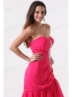 Pink Sweetheart High-low Prom Dress with Beading and Ruffles