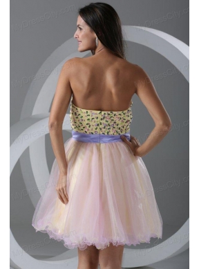 Princess Pink Sweetheart Appliques Knee-length Prom Cocktail Dress