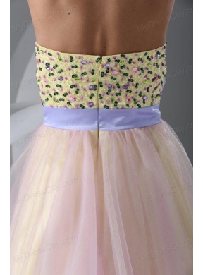 Princess Pink Sweetheart Appliques Knee-length Prom Cocktail Dress