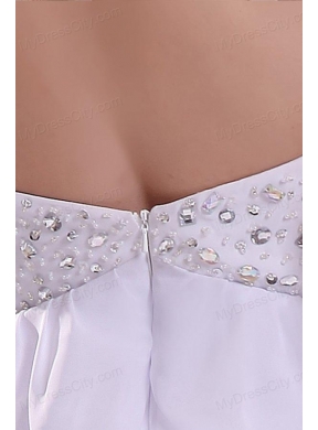 Sexy Beaded Halter Top Prom Dress in White Color