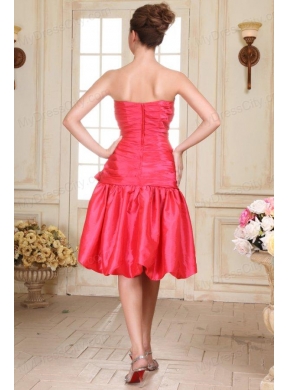 Sweetheart Knee-length Hand Made Flowers Prom Dress in Coral Red