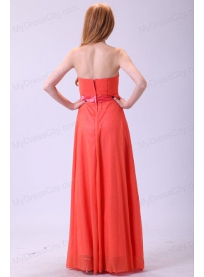 Watermelon Strapless Empire Chiffon Beading Long 2014 Prom Dress