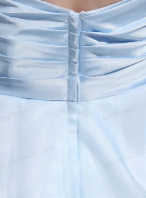 A-line Chiffon Aqqliques Strapless Light Blue Sweatheart Prom Dress