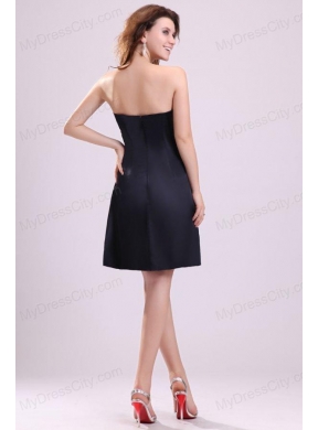 A-line Sweetheart Navy Blue Ruching Taffeta Knee-length Prom Dress