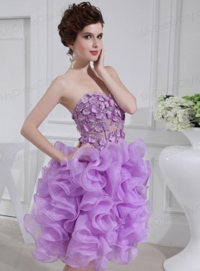 Ball Gown Sweetheart  Hand Made Flower and Applique Organza Prom Dress