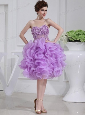 Ball Gown Sweetheart  Hand Made Flower and Applique Organza Prom Dress