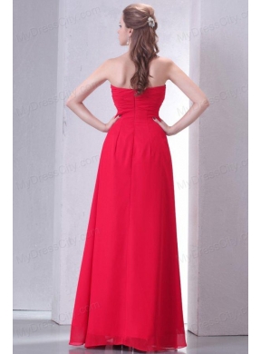 Beaded Decorate Brust Sweetheart Empire Chiffon Prom Dress in Red